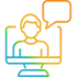 Icon of a person talking from a computer
