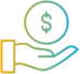 Icon of a hand holding currency