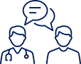 Icon of a person talking to a doctor
