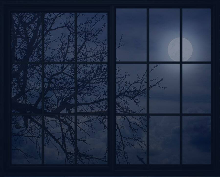 Moon showing through a window