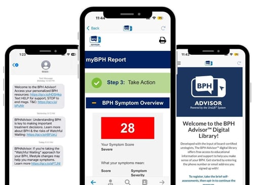 Three examples of BPH Advisor on smartphones