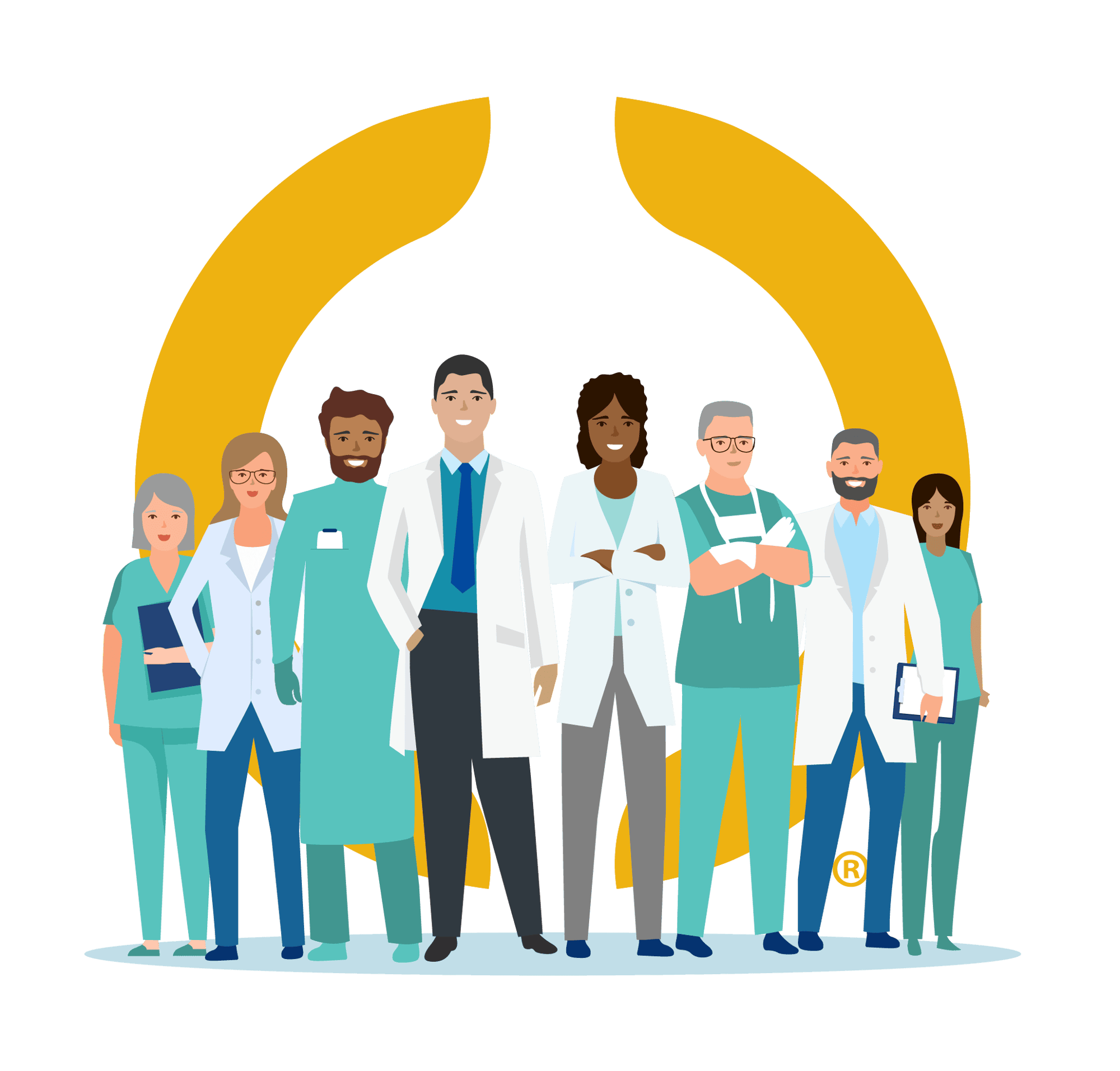 Illustration of a team of doctors