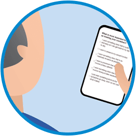 Illustration of a person looking at a tablet Illustration of a person looking at a tablet