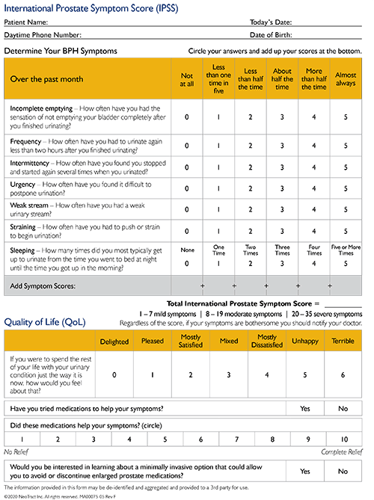IPSS (International Prostate Symptom Score) Drug Survey