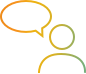Silhouette of a person with a speech bubble Silhouette of a person with a speech bubble